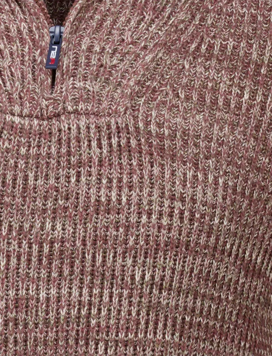 NZA Bordeaux Trui Gemeleerd Half zip katoen
