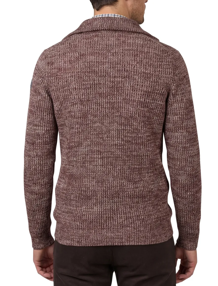 NZA Bordeaux Trui Gemeleerd Half zip katoen