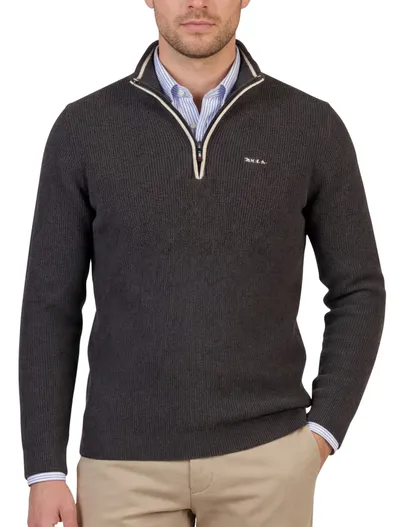 New Zealand New Zealand trui antraciet half zip polyester