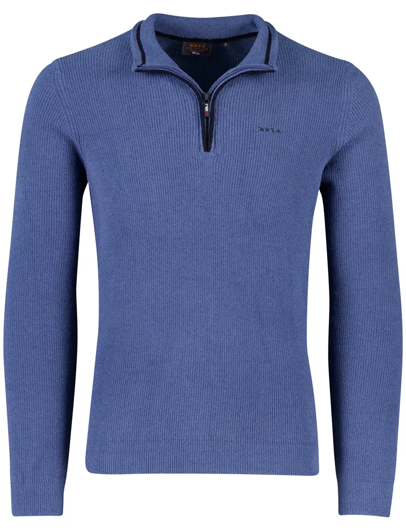 New Zealand trui blauw half zip polyester