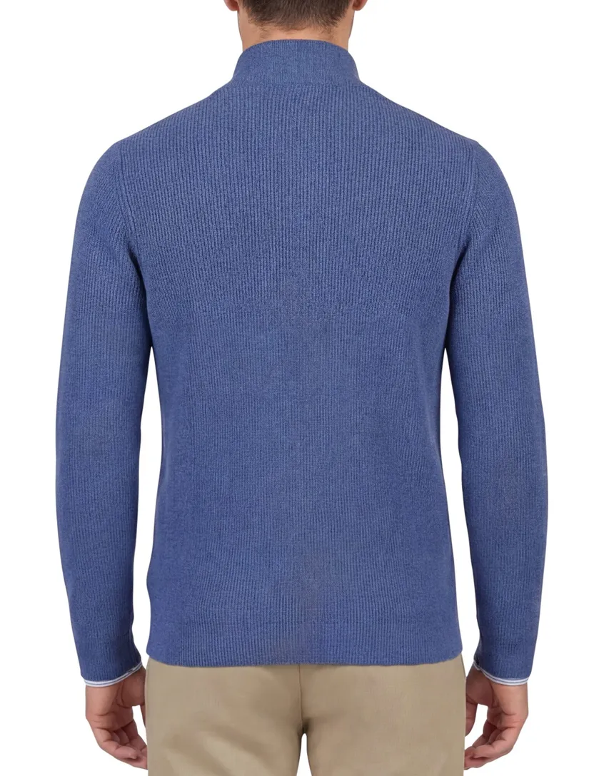 New Zealand trui blauw half zip polyester