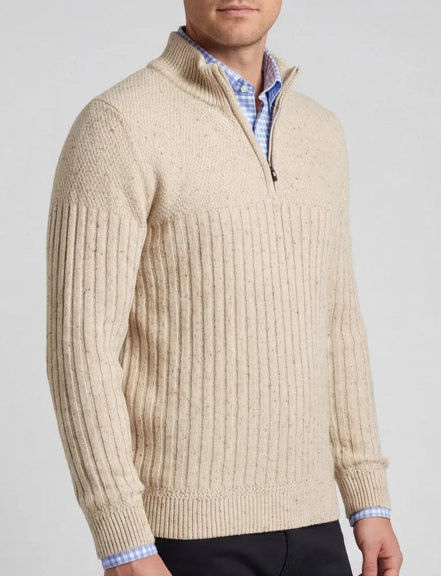 NZA half zip trui beige gebreid