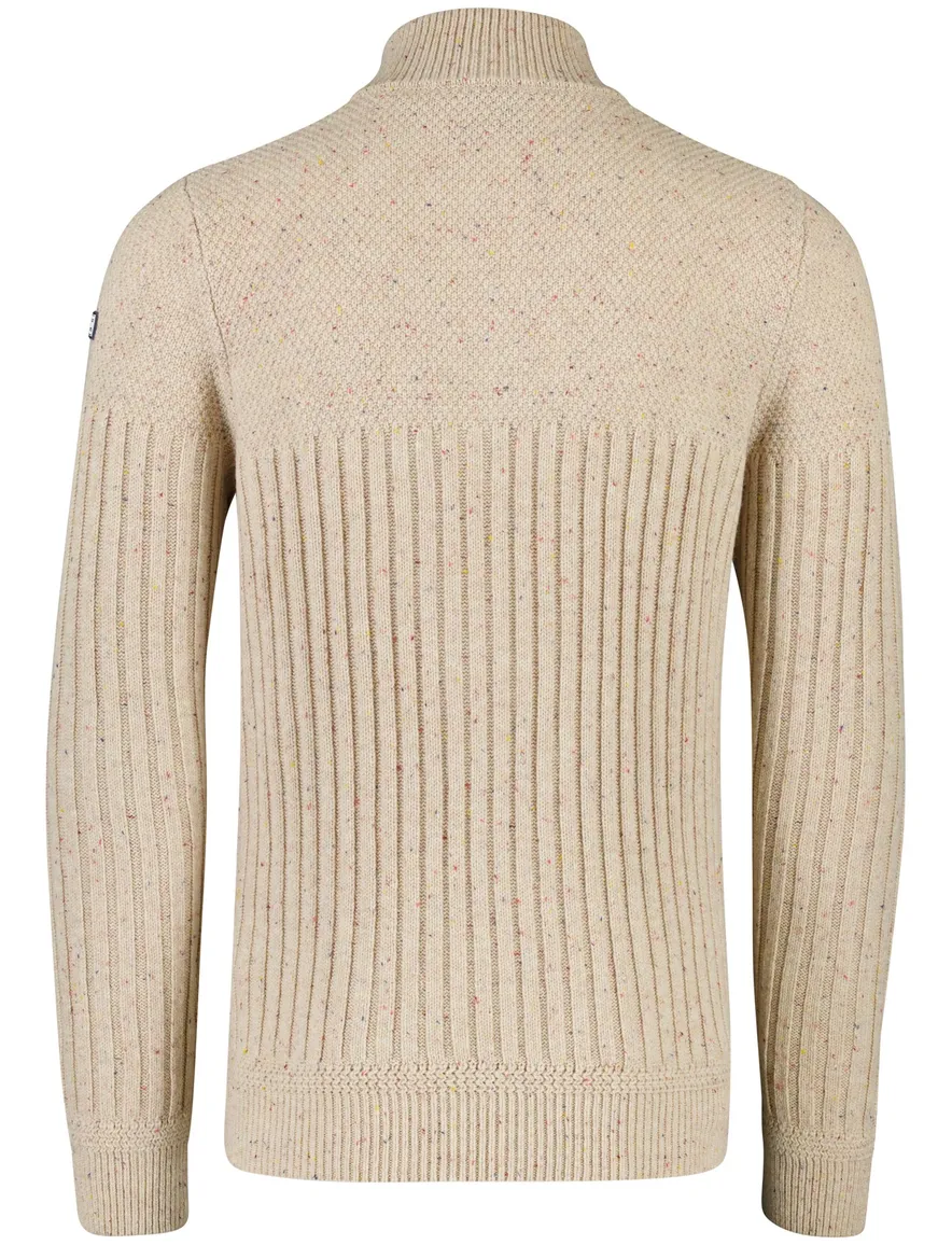 NZA half zip trui beige gebreid gemêleerd