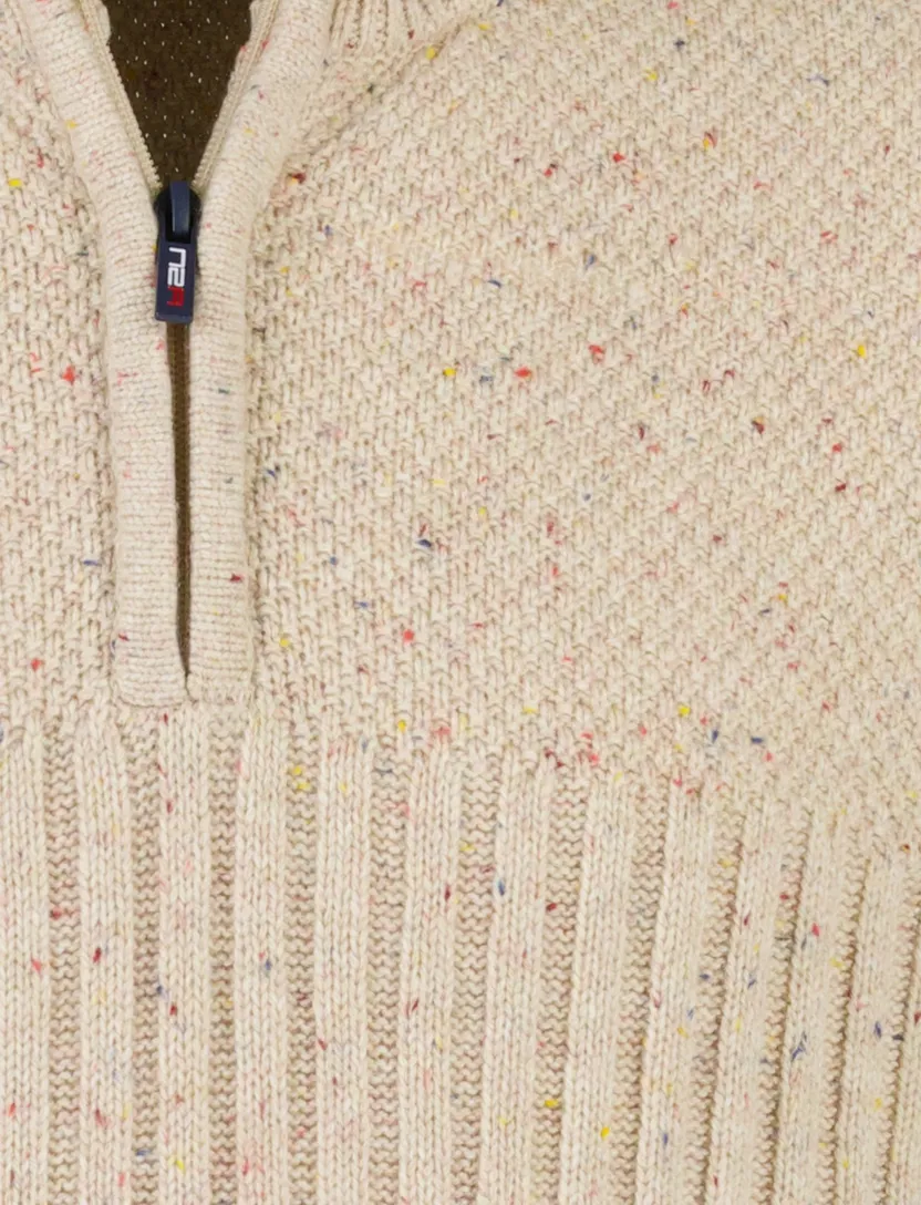 NZA half zip trui beige gebreid acryl