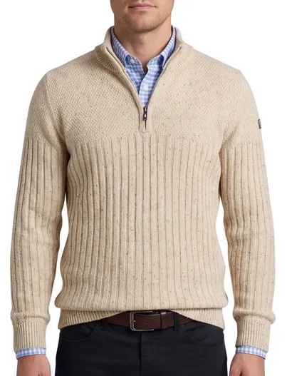 New Zealand NZA half zip trui beige gebreid gemêleerd