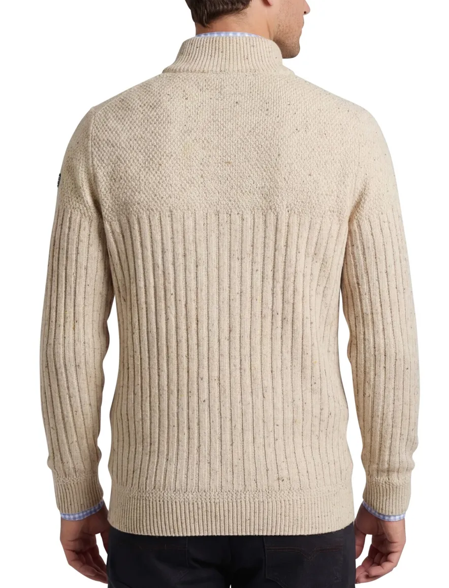 NZA half zip trui beige gebreid gemêleerd