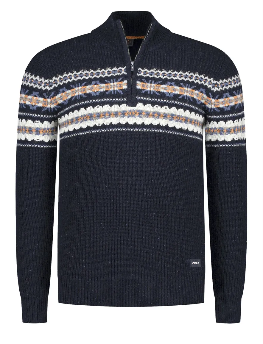 NZA trui half zip navy melange Seth