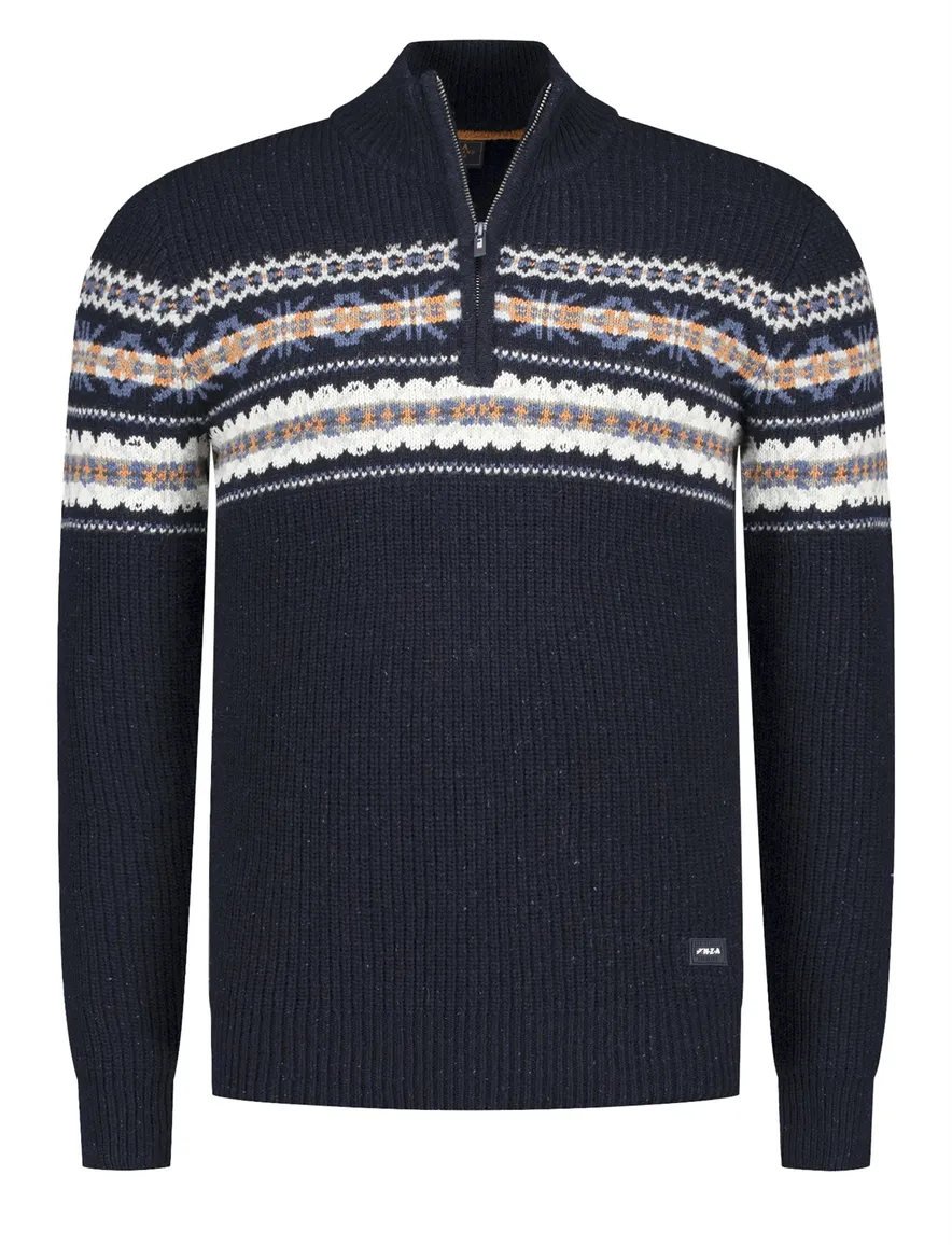 NZA trui half zip navy melange Seth