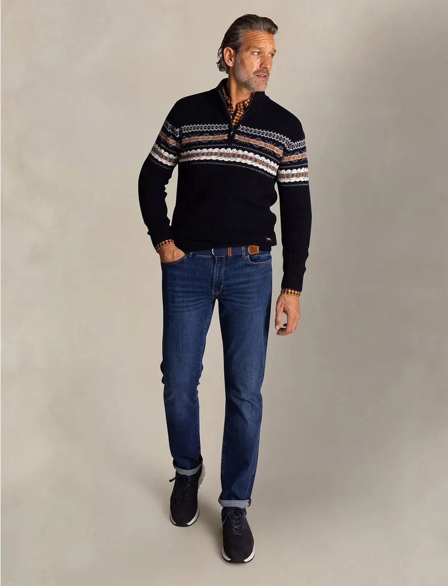 NZA trui half zip navy melange Seth