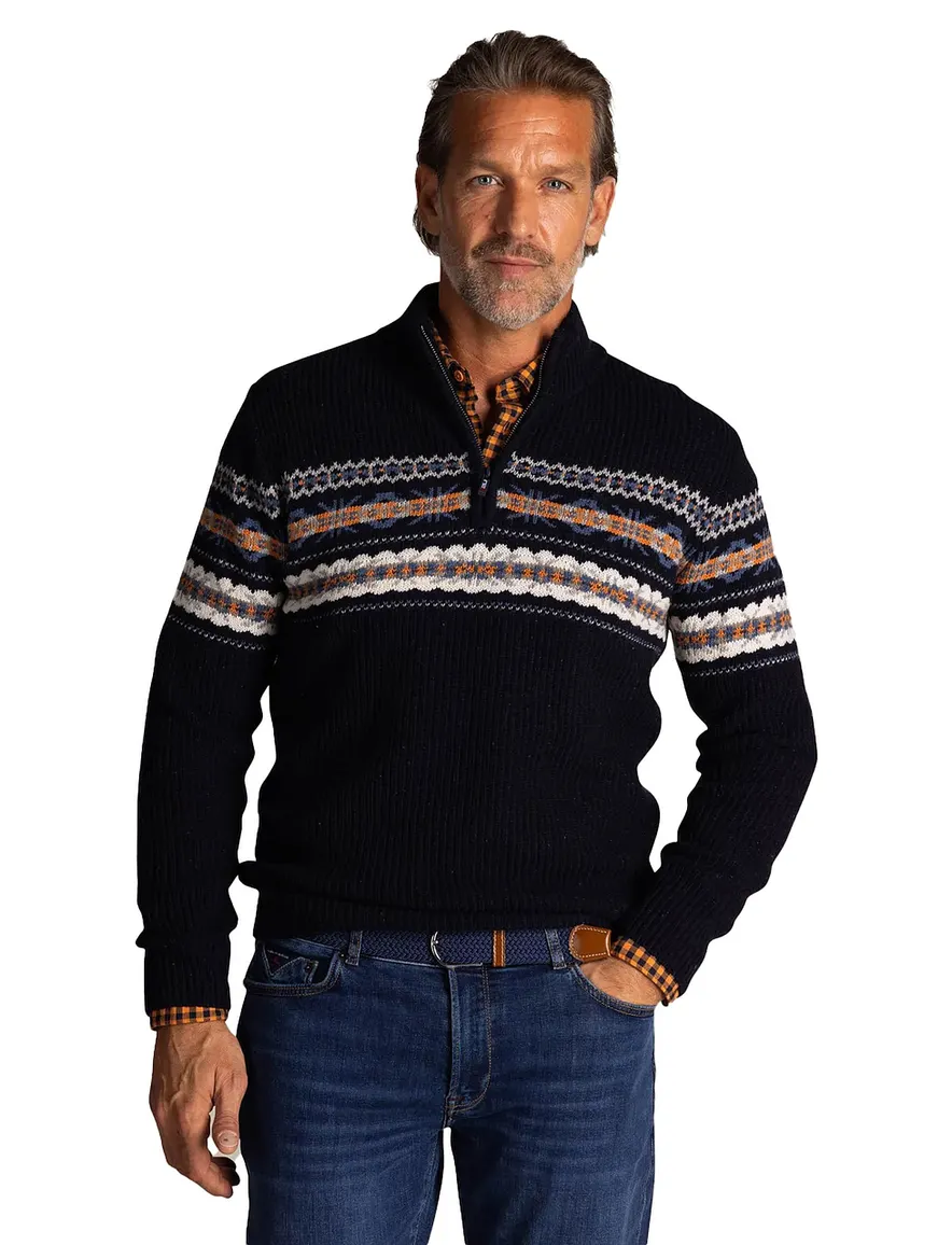 NZA trui half zip navy melange Seth