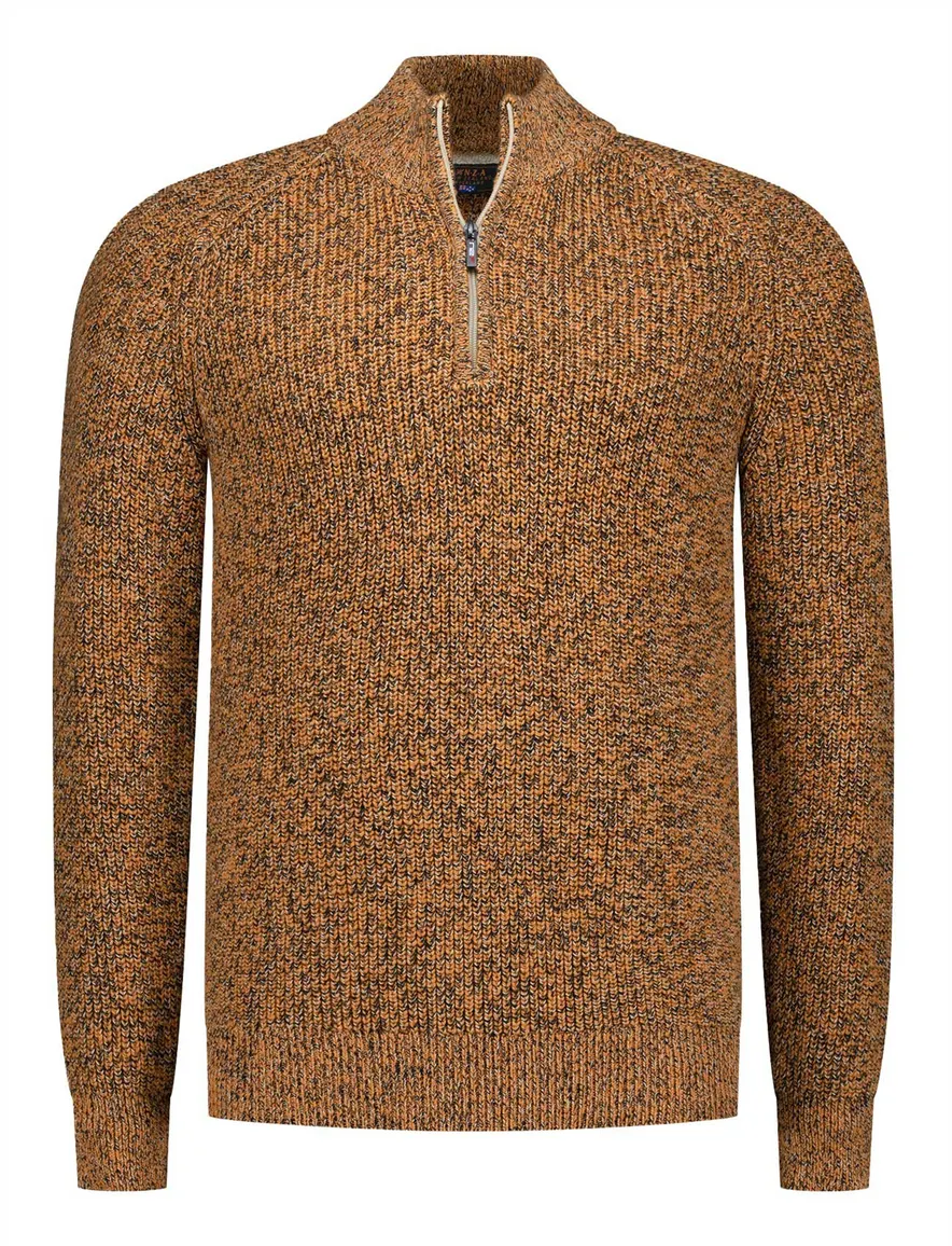 NZA trui half zip Deacon oranje gemeleerd