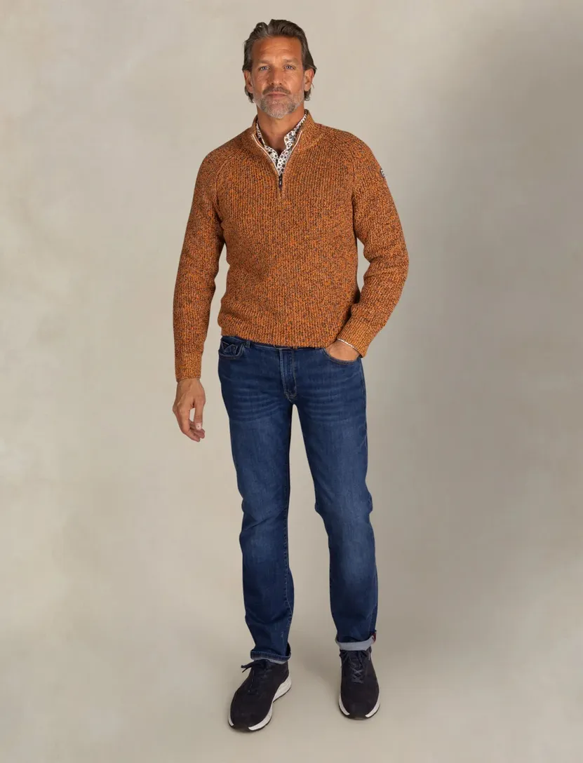 New Zealand trui gemeleerd oranje normale fit