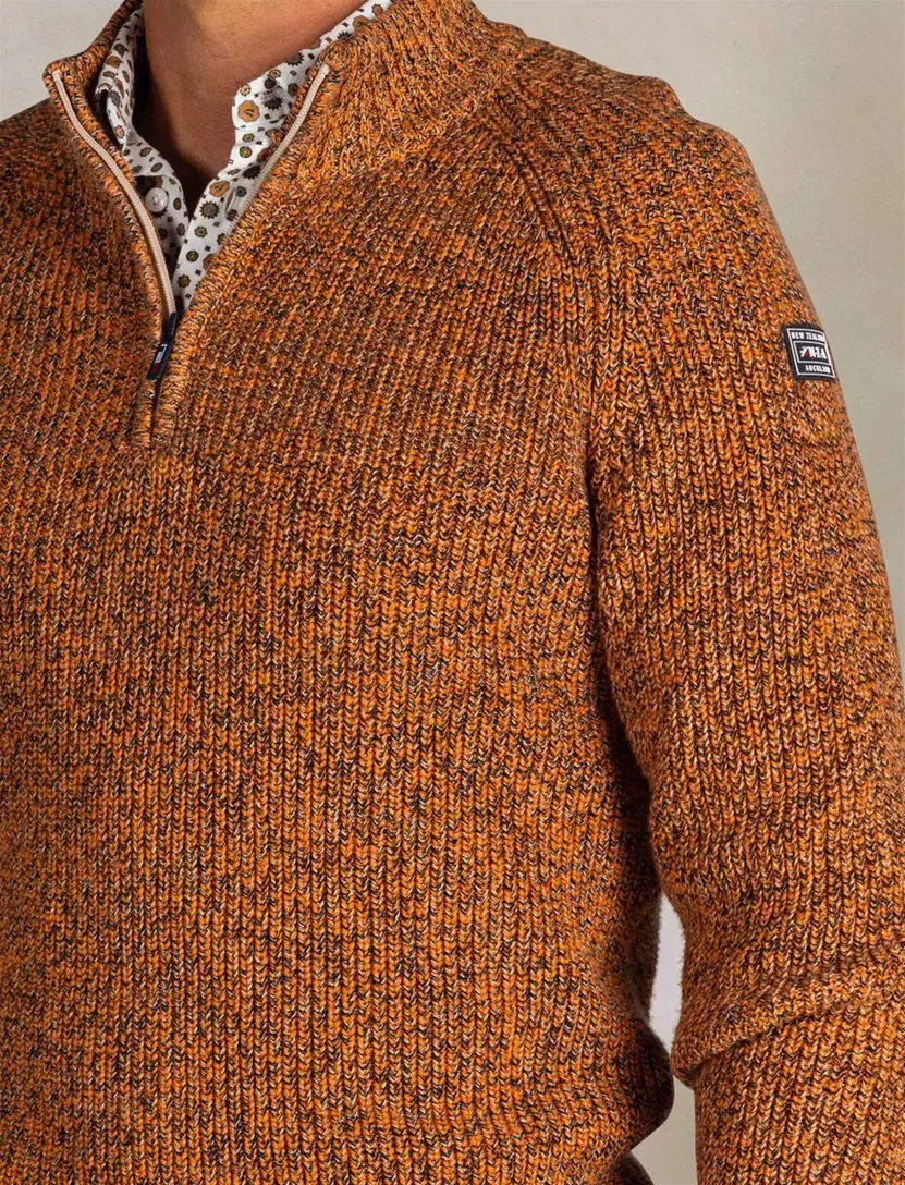 New Zealand trui gemeleerd oranje normale fit