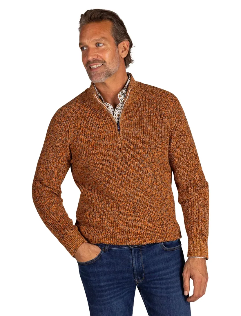 New Zealand trui gemeleerd oranje normale fit