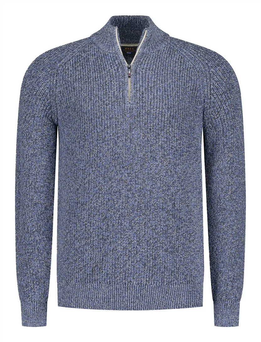 New Zealand trui blauw normale fit gemeleerd
