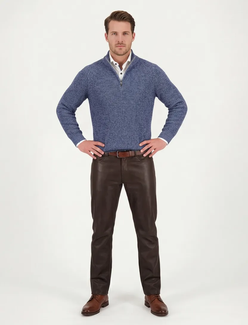 New Zealand trui blauw normale fit gemeleerd