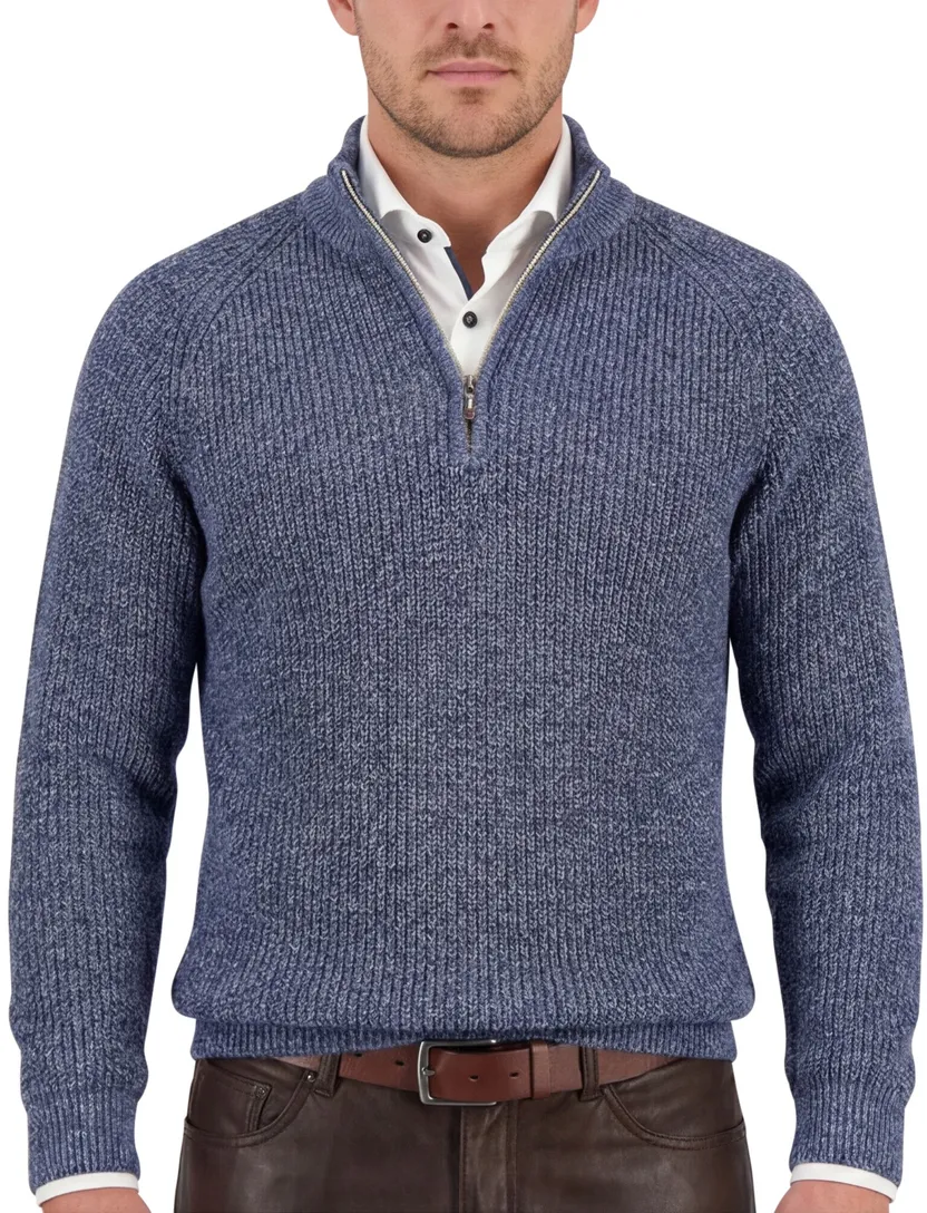 New Zealand trui blauw normale fit gemeleerd