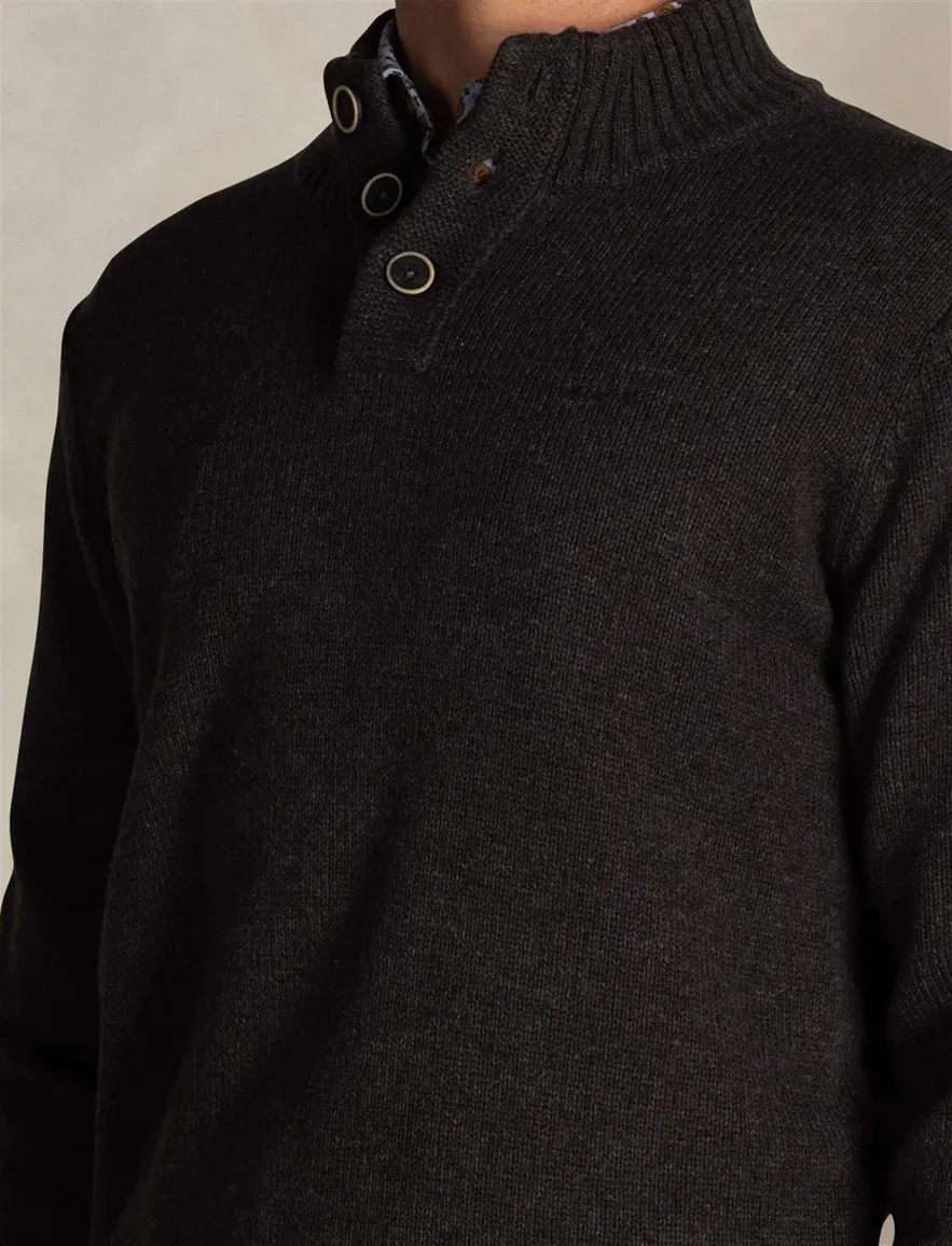 NZA Adan half zip knopen normale fit donkerbruin