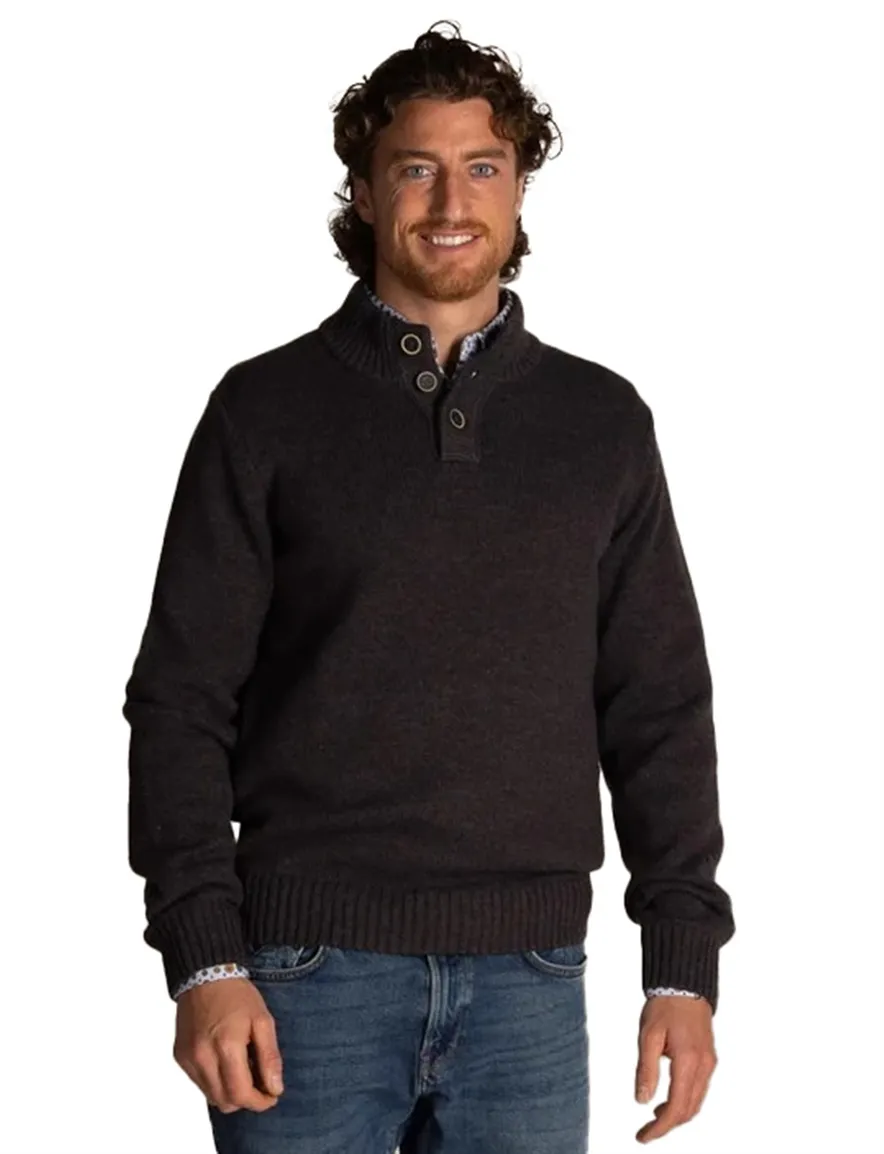 NZA Adan half zip knopen normale fit donkerbruin