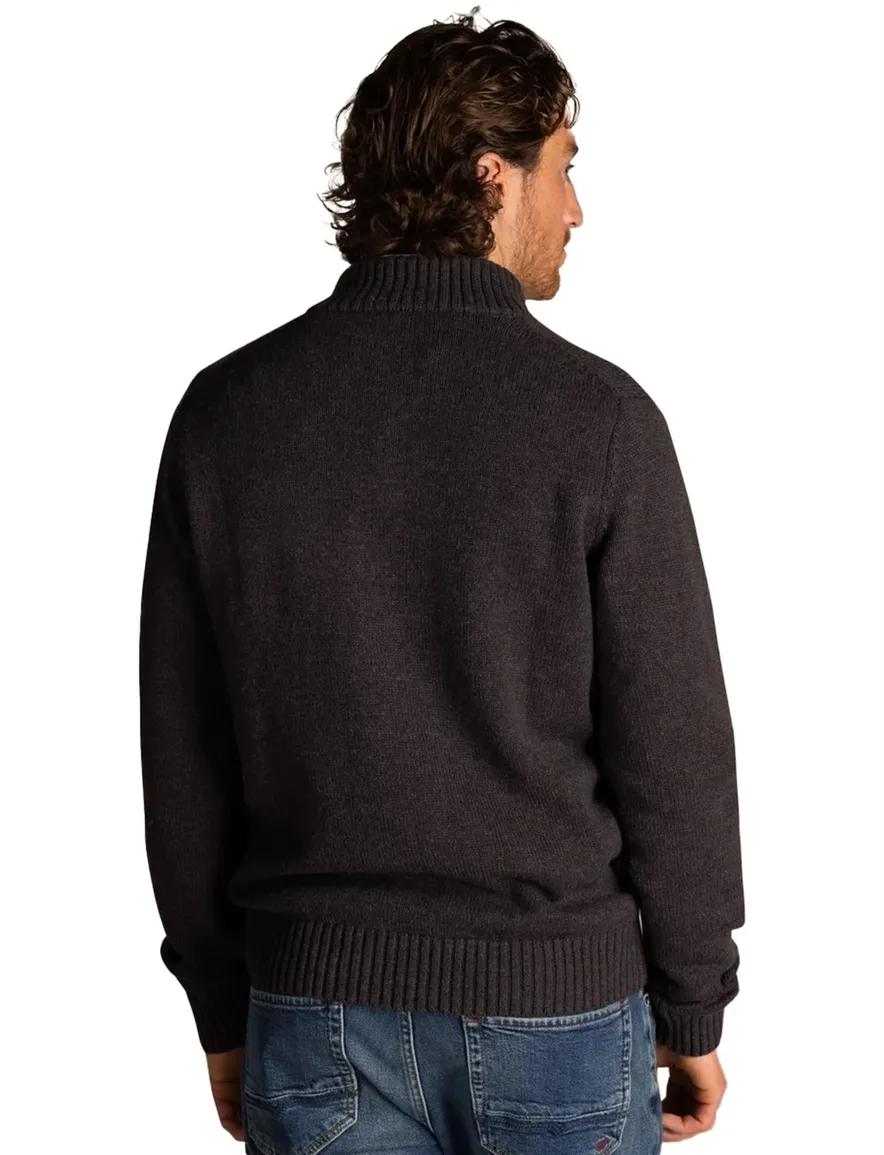 NZA Adan half zip knopen normale fit donkerbruin