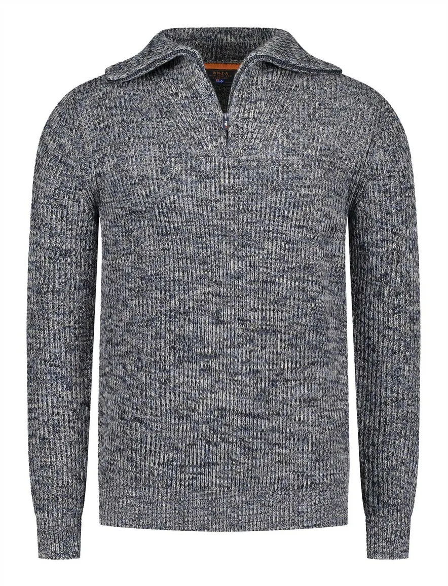 NZA trui half zip navy Drake gemeleerd