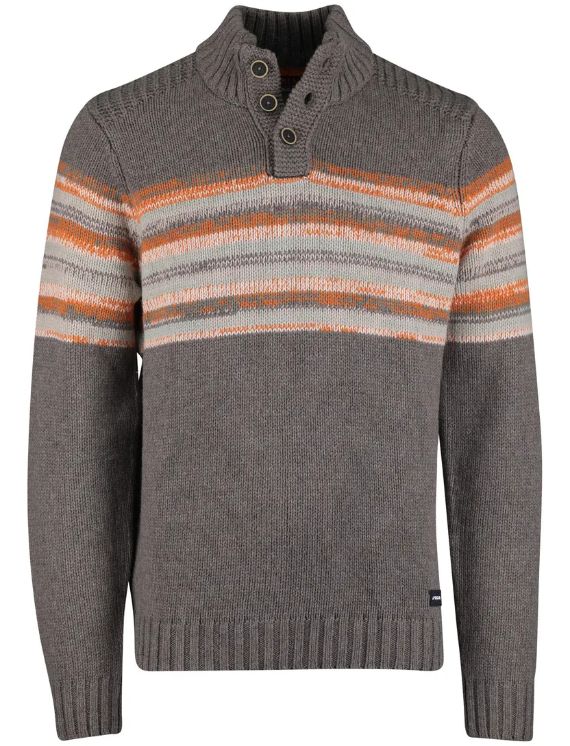 antraciet New Zealand button collar trui