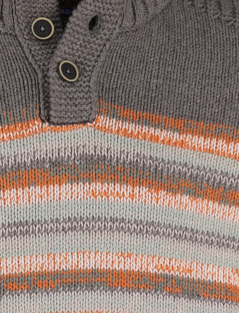antraciet New Zealand button collar trui