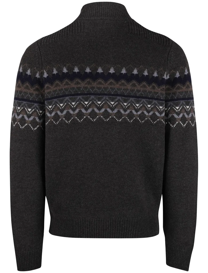 NZA trui half zip melange wol grijs