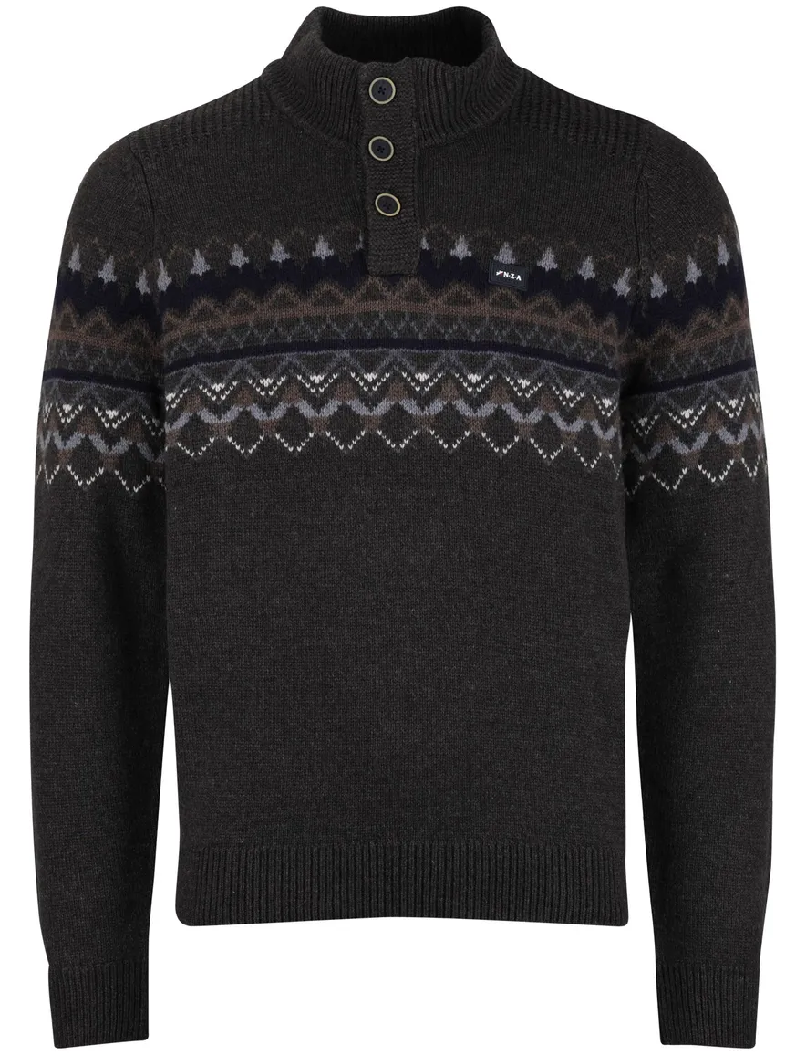 NZA trui half zip melange wol antraciet