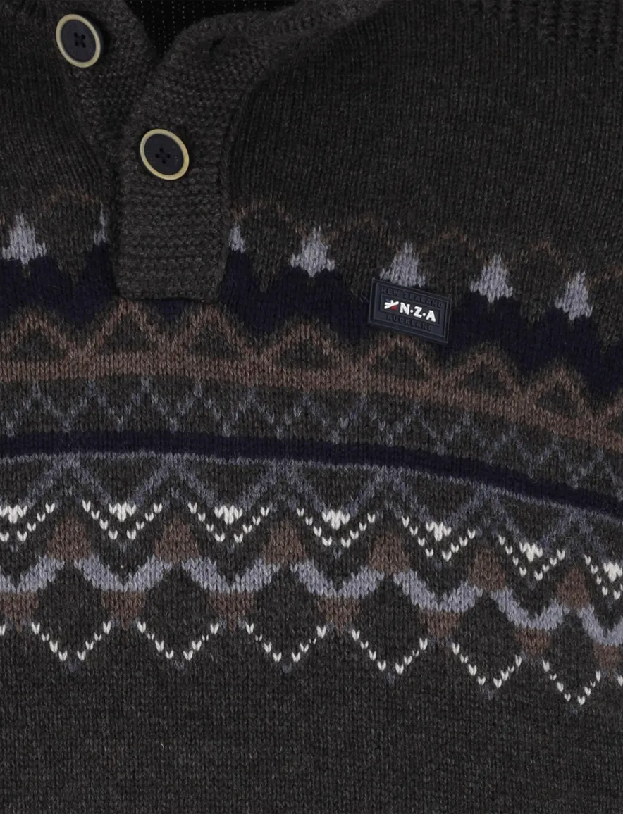 NZA trui half zip melange wol antraciet