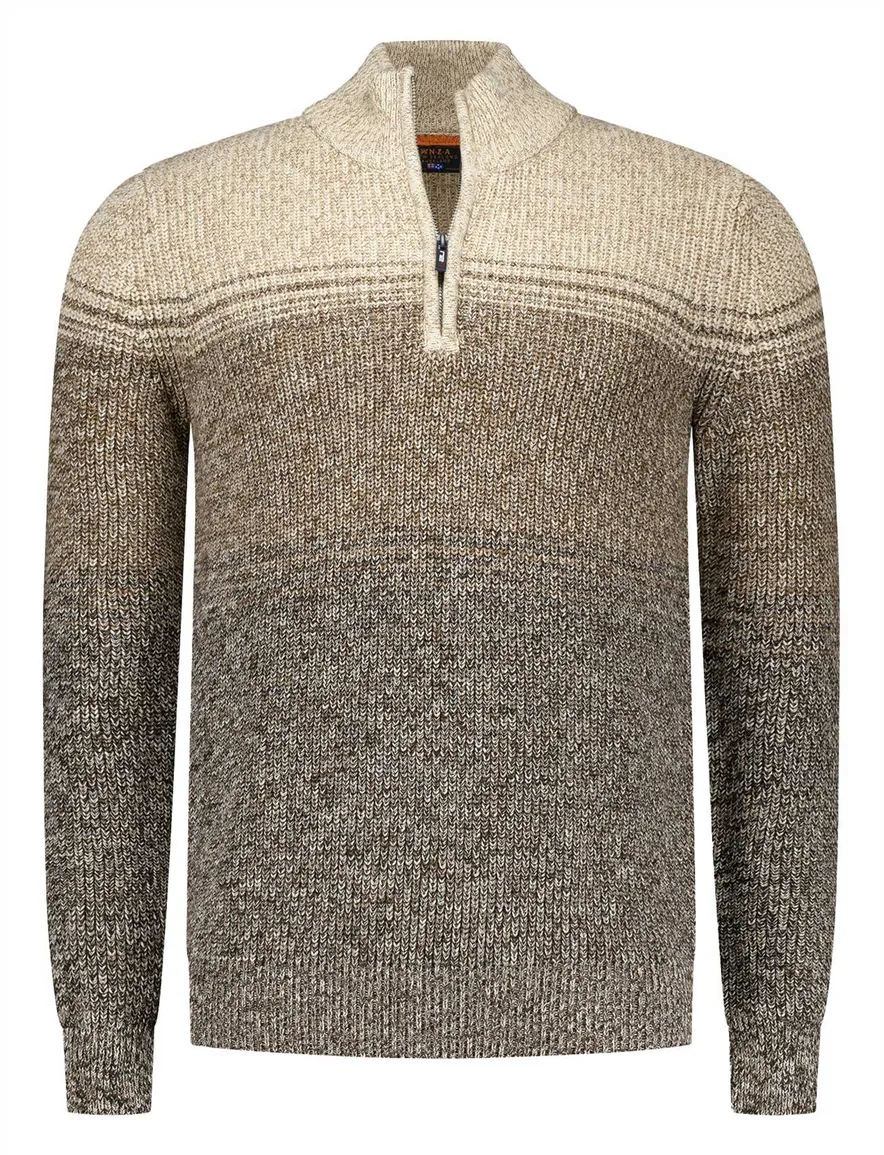 NZA trui half zip bruin Peyton gemeleerd