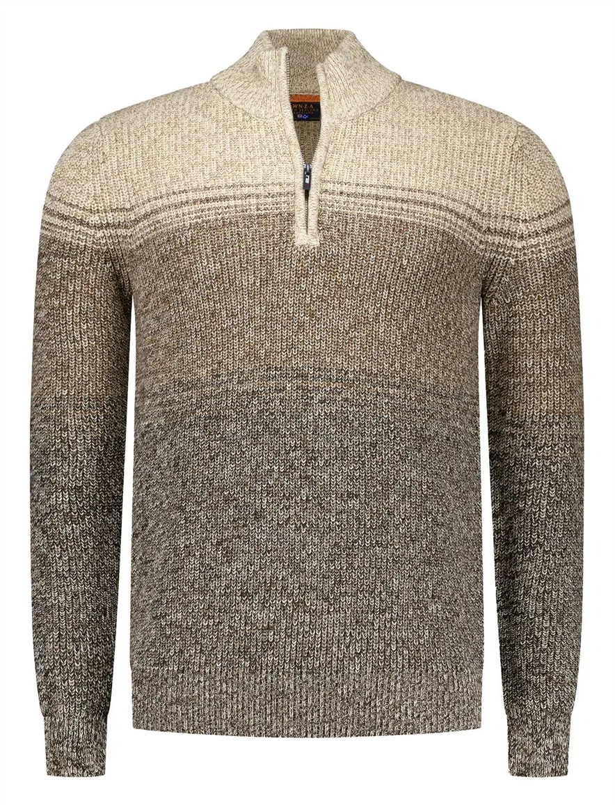 NZA trui half zip bruin Peyton gemeleerd