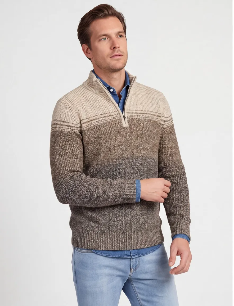 NZA trui half zip bruin Peyton gemeleerd