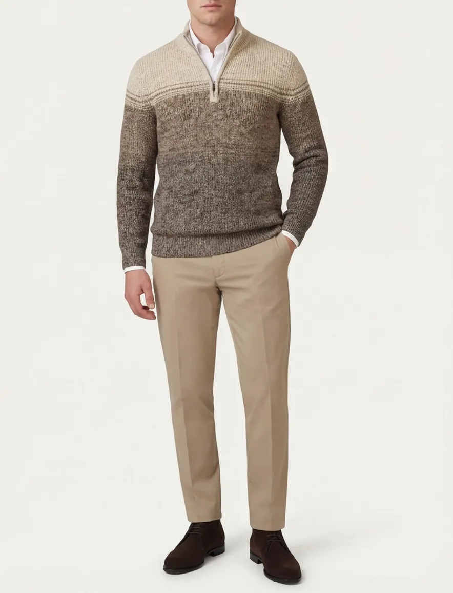 NZA trui half zip bruin Peyton gemeleerd