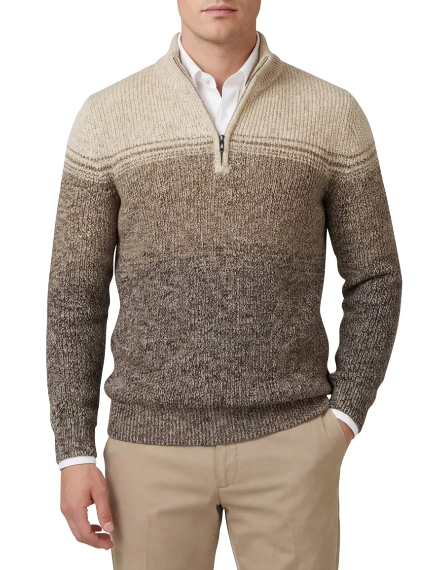 NZA trui half zip bruin Peyton gemeleerd