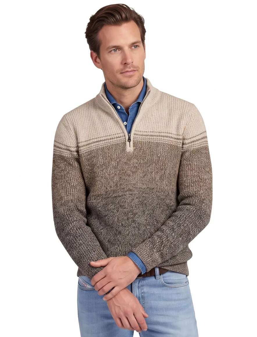 NZA trui half zip bruin Peyton gemeleerd