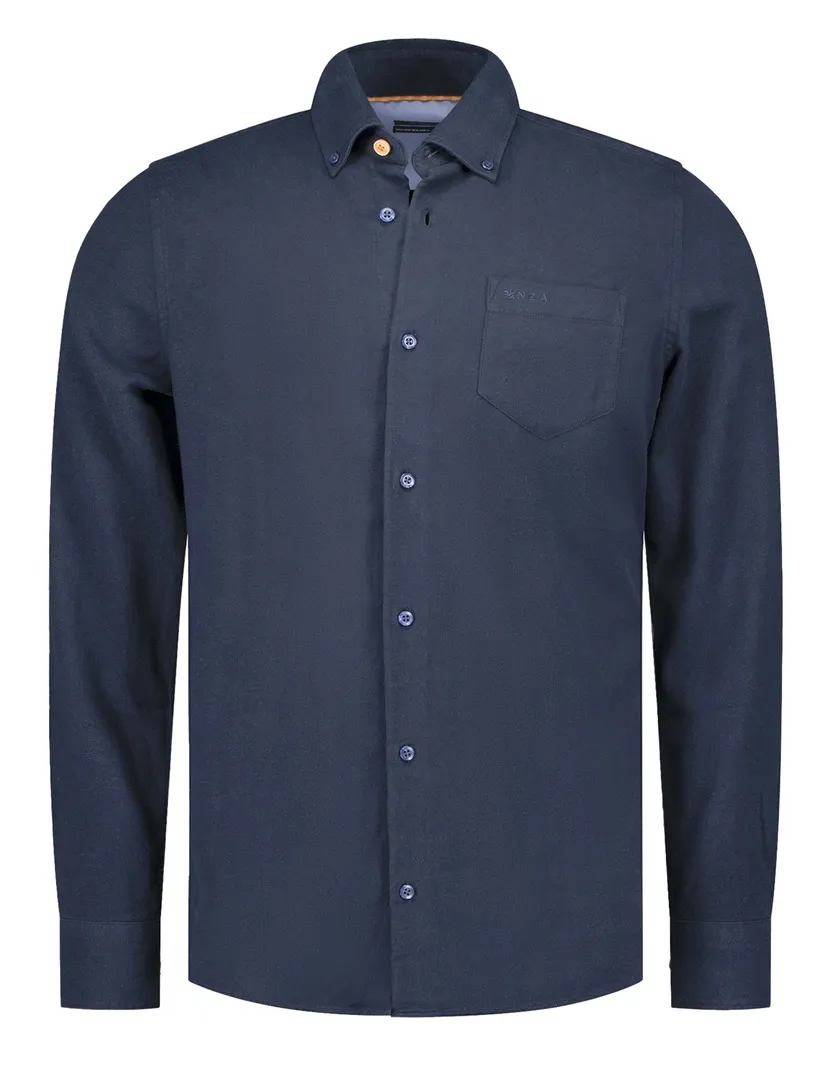 Overhemd New Zealand effen navy normale fit