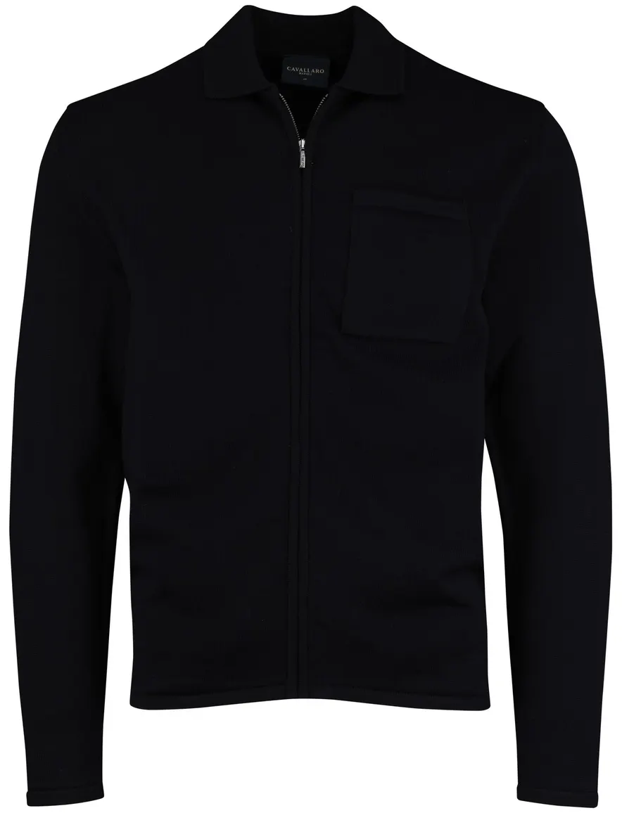 Cavallaro Malenio Vest donkerblauw enkele borstzak