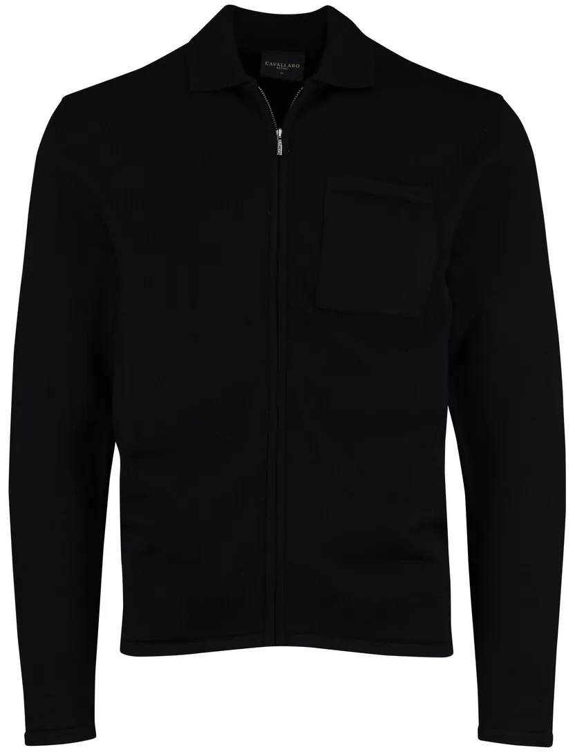 Cavallaro vest navy slim fit wol effen