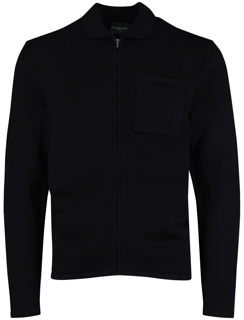 Cavallaro vest navy slim fit wol effen