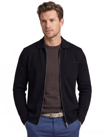 Cavallaro Cavallaro vest effen navy slim fit wol
