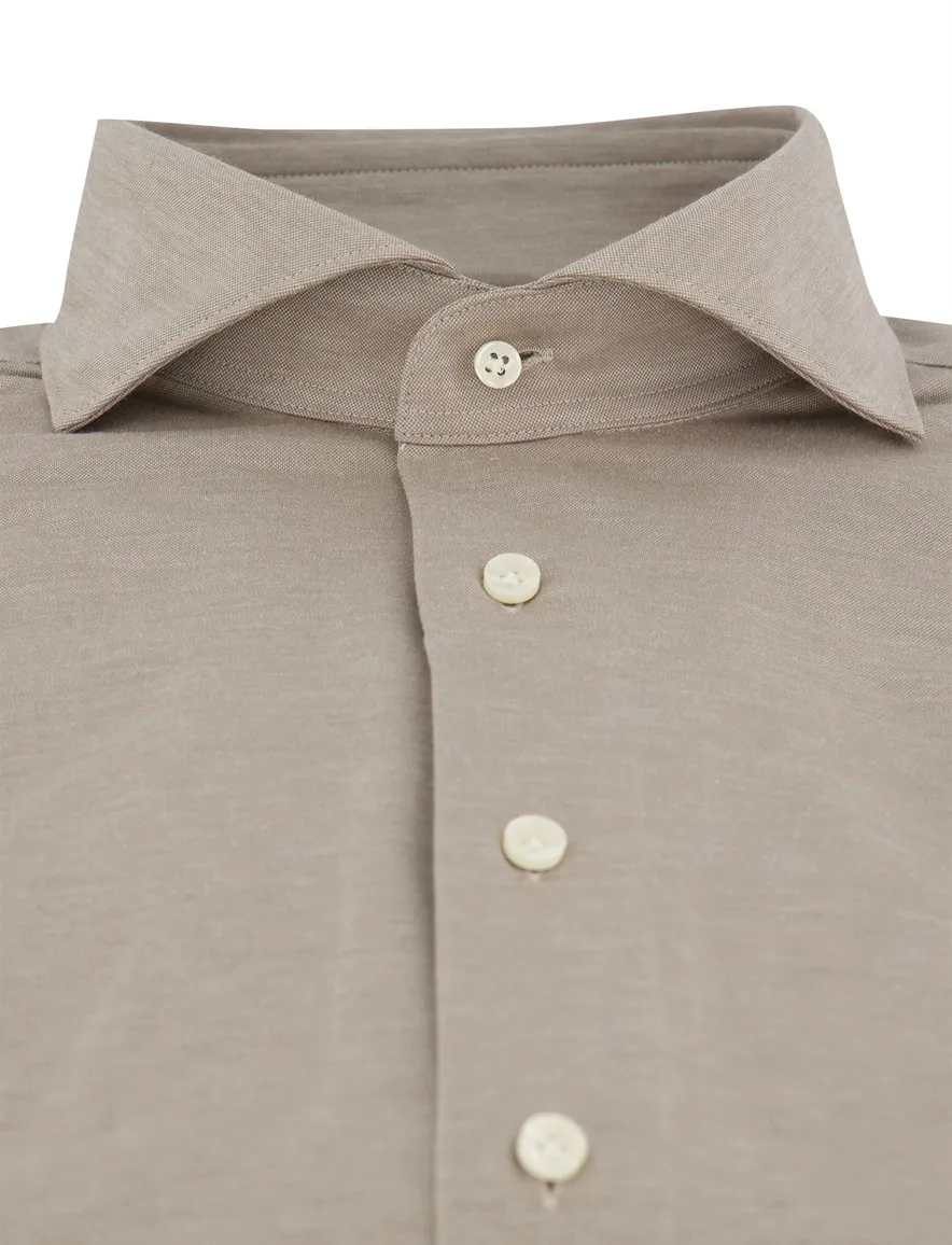 Overhemd Profuomo Japanese Knitted beige slim fit