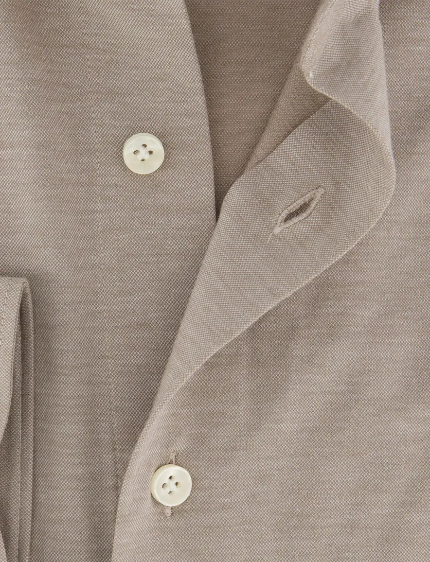 Overhemd Profuomo Japanese Knitted beige slim fit