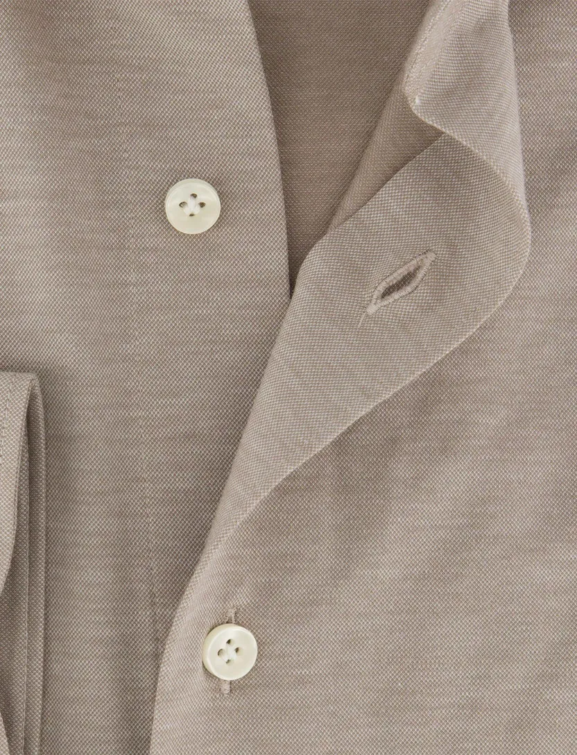 Profuomo Japanese Knitted overhemd beige slim
