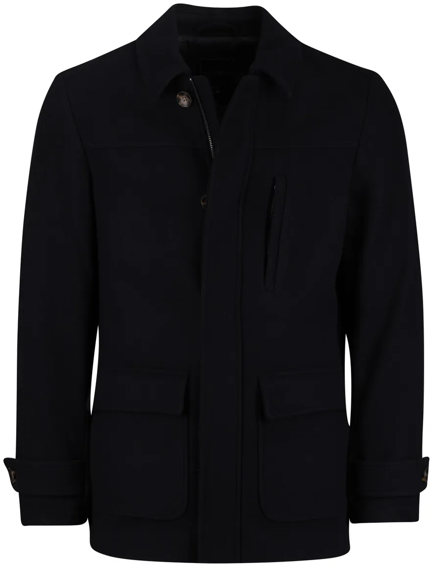 Scotland Blue winterjas effen donkerblauw normale fit borstzak