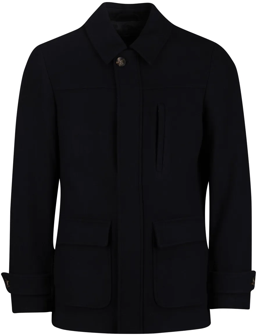 Scotland Blue winterjas effen donkerblauw normale fit borstzak