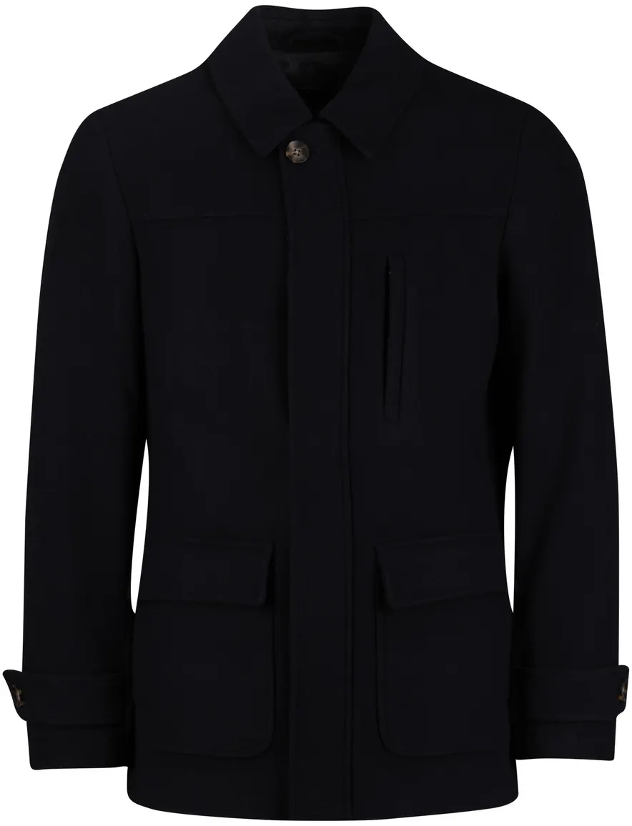 Scotland Blue winterjas effen donkerblauw normale fit borstzak