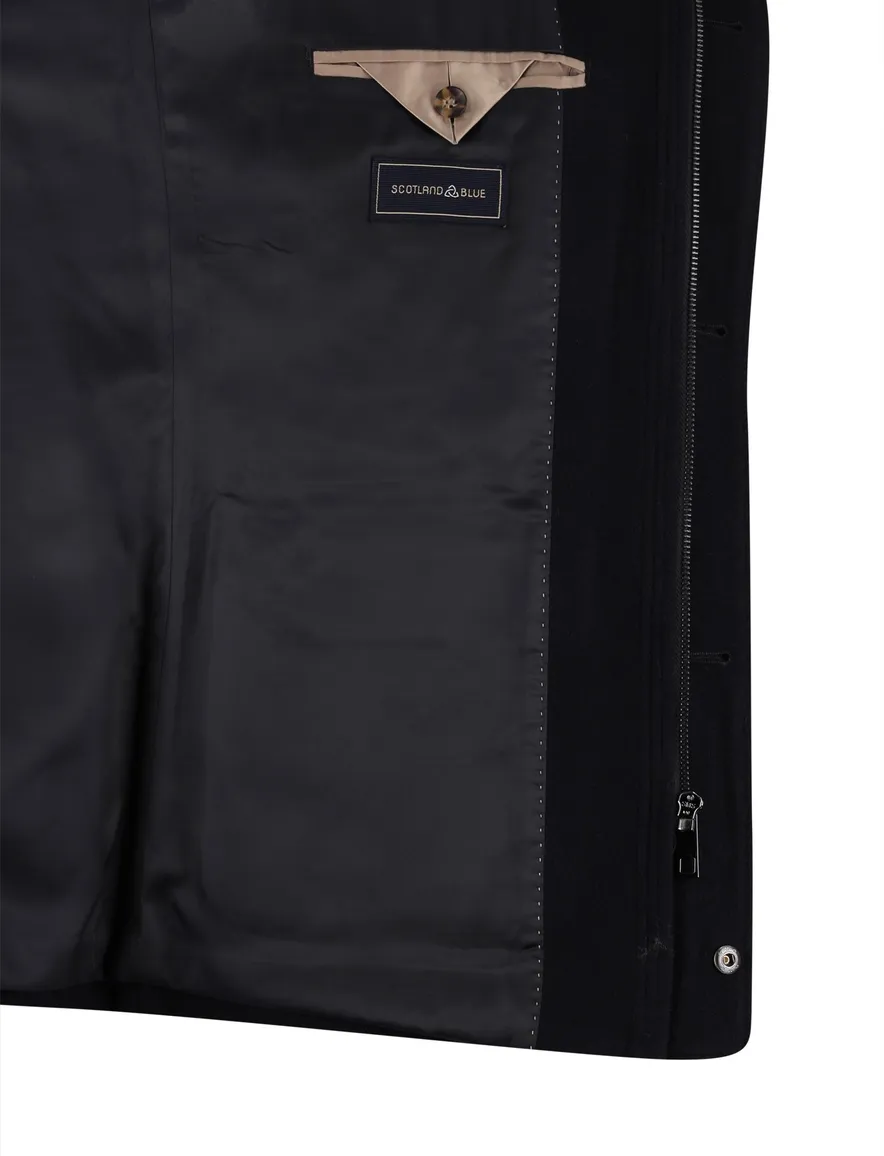 Scotland Blue winterjas effen donkerblauw normale fit borstzak