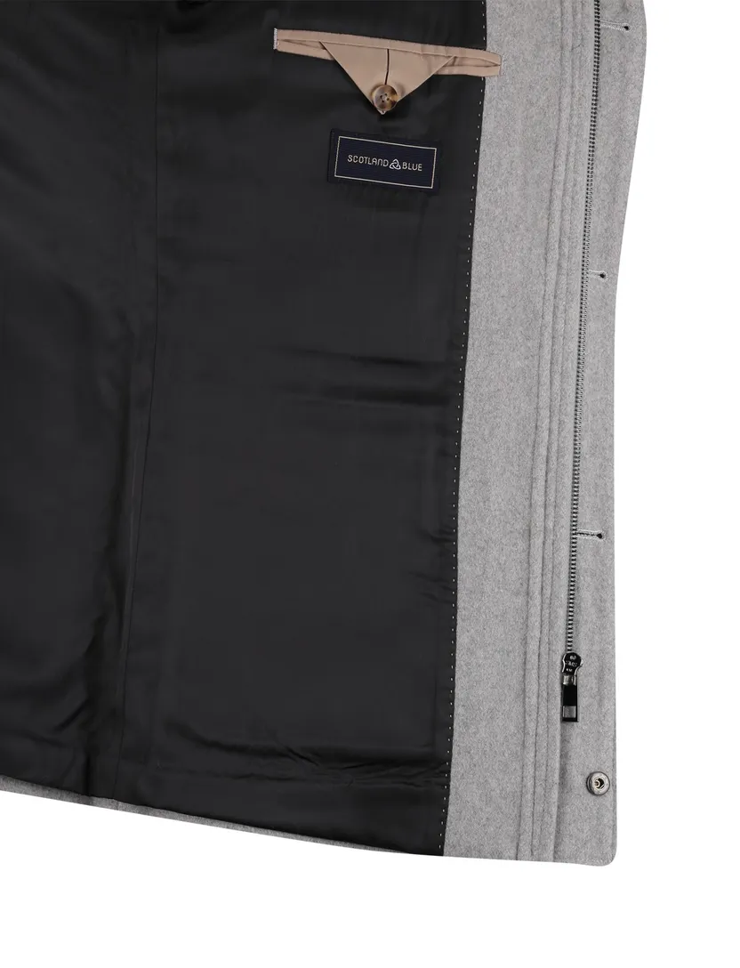 Scotland Blue winterjas normale fit effen grijs borstzak