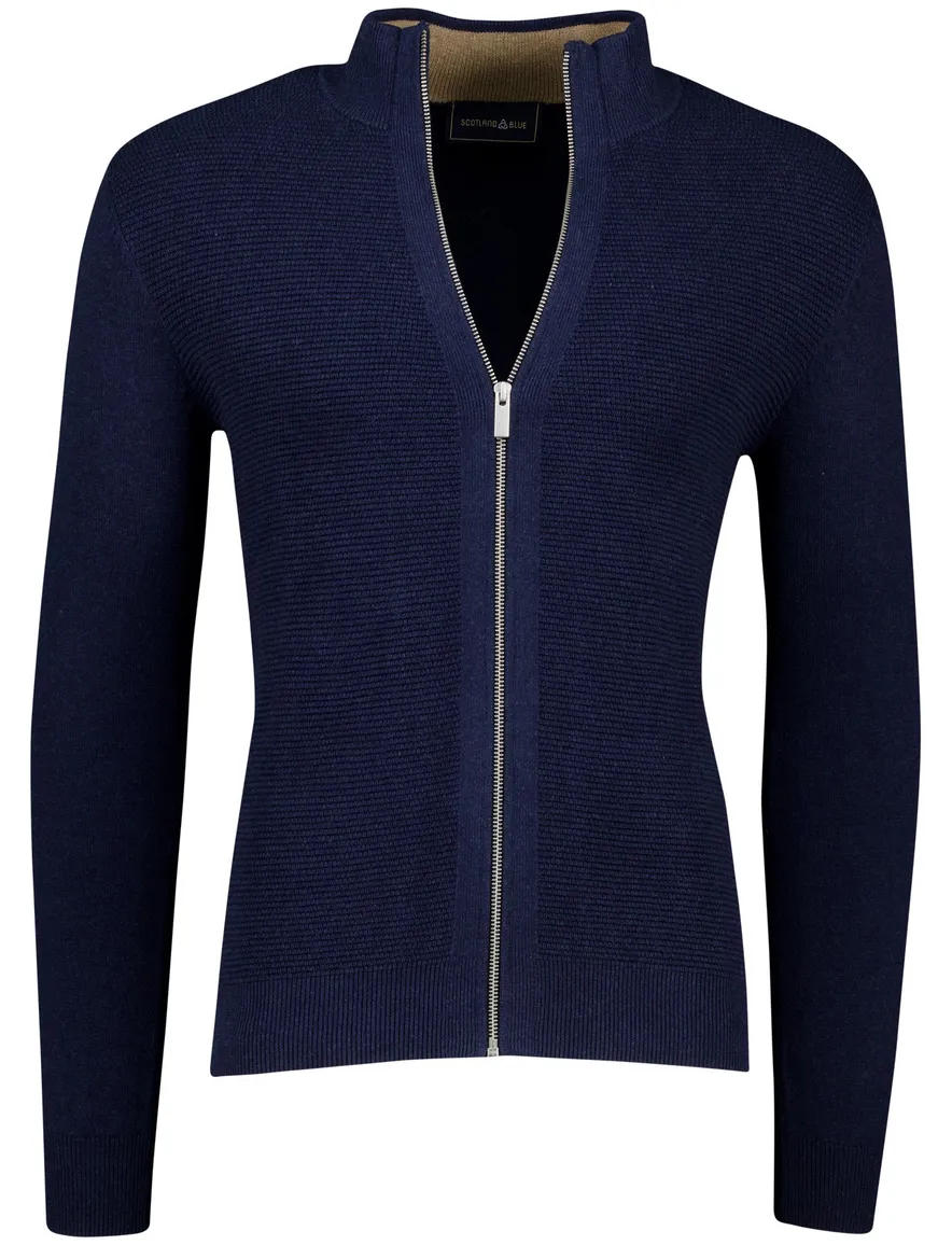 Scotland Blue navy effen vest katoen normale fit